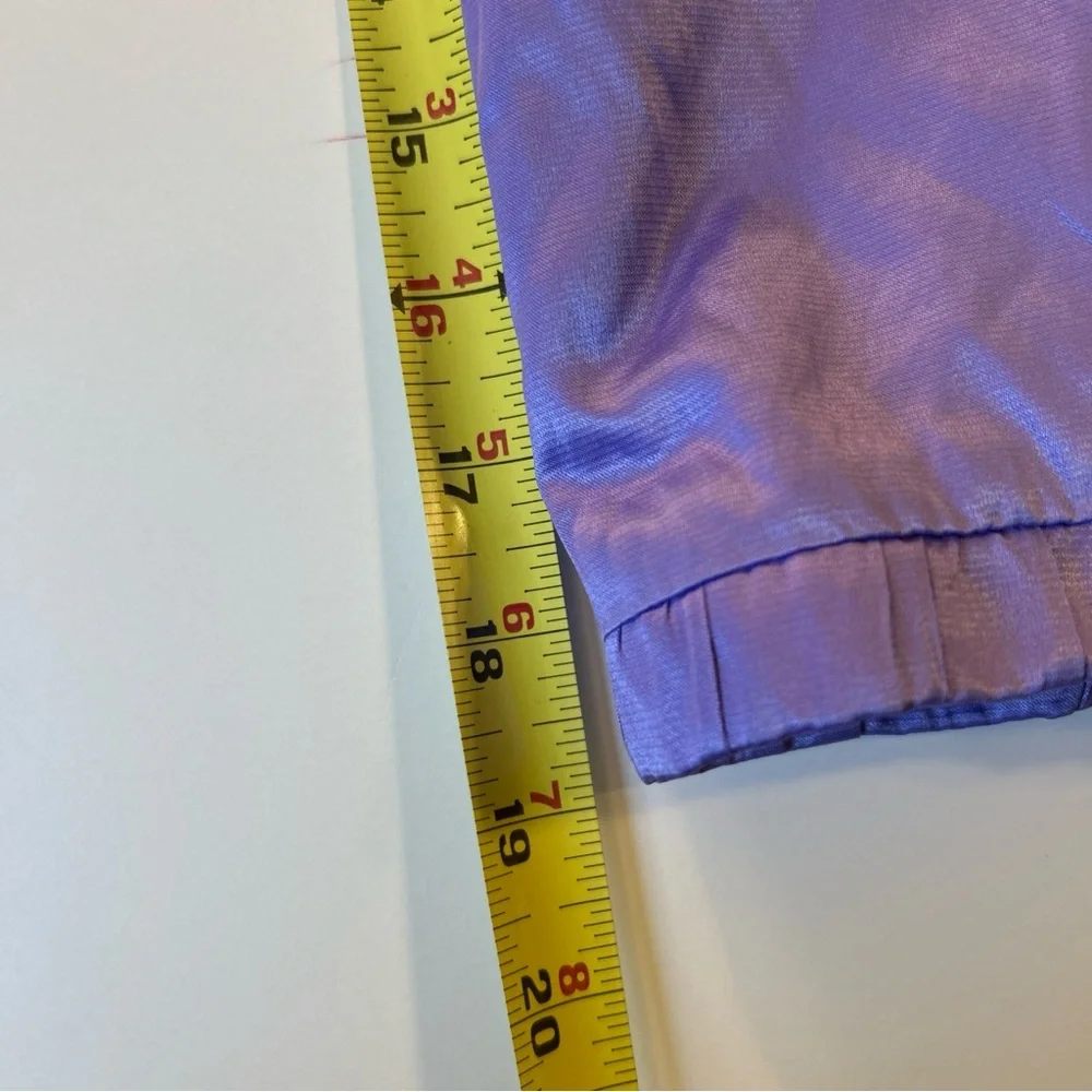 Vtg Laura Ashley Metallic Purple Jacket XL Windbreaker Shimmer‎ Ruffle Y2K Shiny
